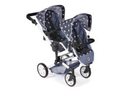 Cochecito doble para muñecas Linus Duo, azul con estrellas Bayer Chic 2000