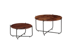 Juego de 2 mesas de centro de madera maciza de acacia de 60x35 cm HARLANV1