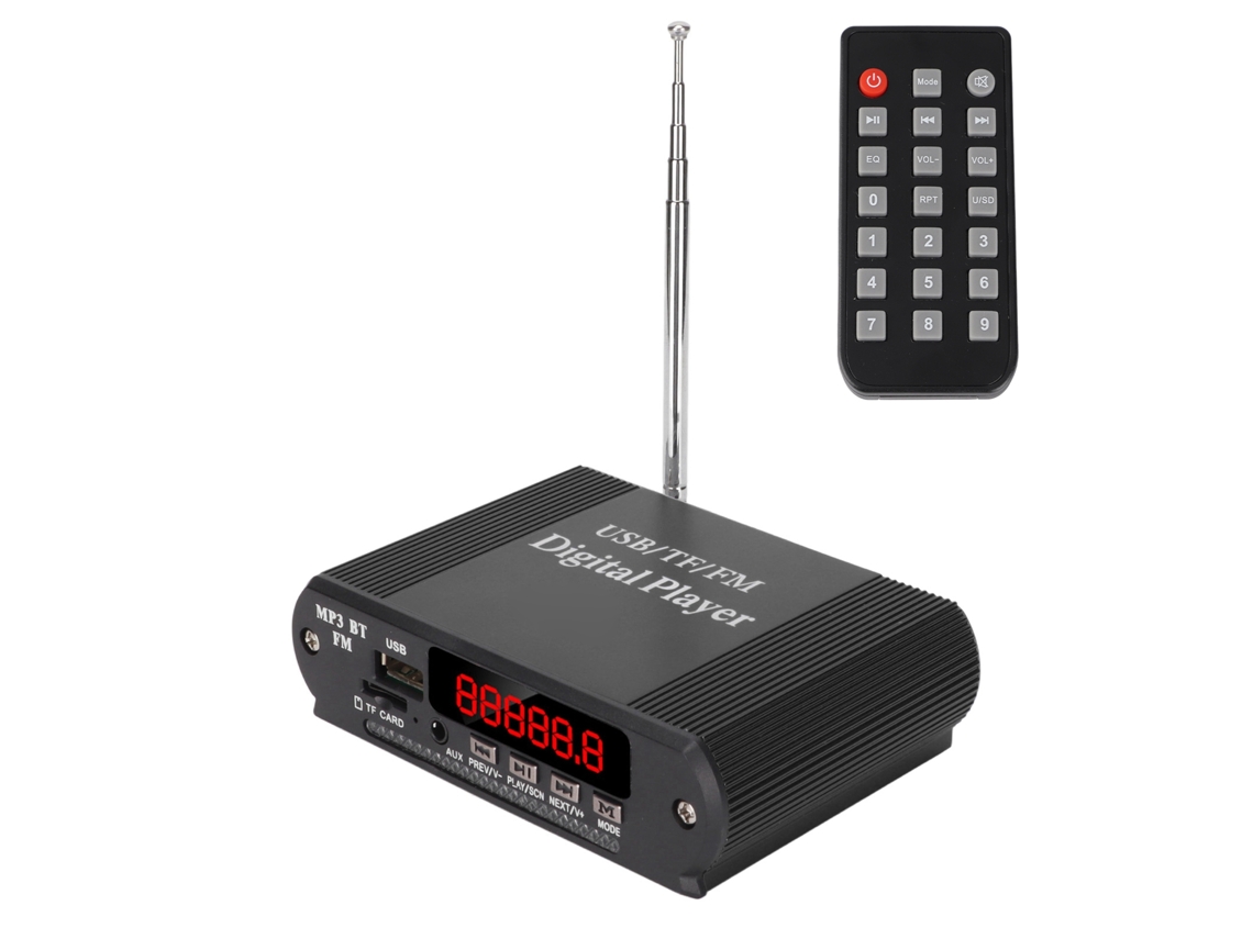 Amplificador De Potencia 3 En 1 Con Bluetooth 5.0, Radio Fm Y Control Remoto Para Música.