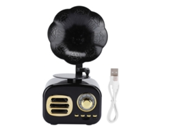 Alto-falante Mini Retro Bluetooth Portátil 5w Com Cartão E Bateria Grande Capacidade Preto