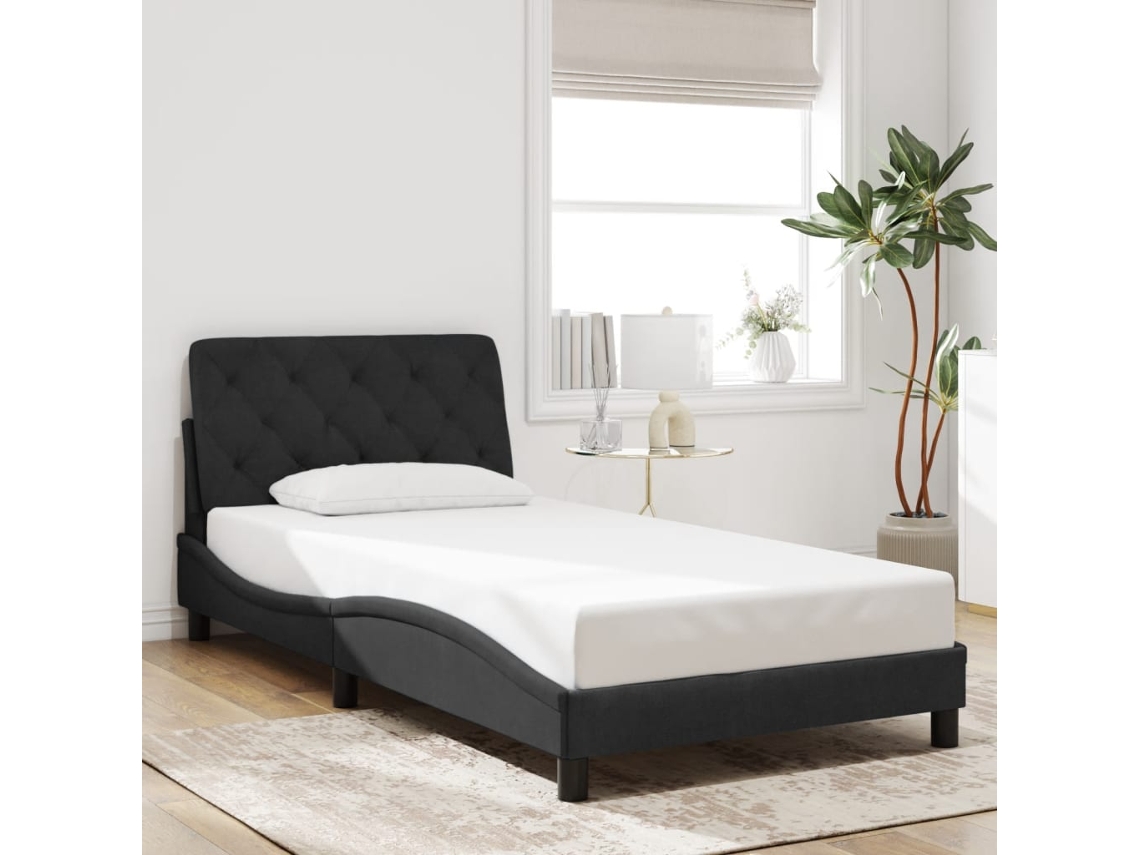 Estructura De Cama Sin Colchón Terciopelo Negro 100x200 Cm