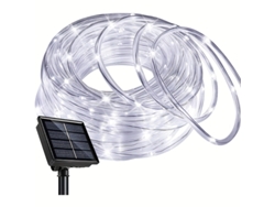 Guirnalda de luces LED, guirnalda solar, resistente al agua, 7 m, 50 luces, 8 modos, luces de hadas (blancas) Spectacle