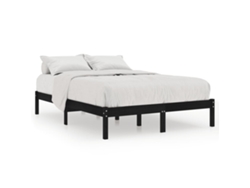 Maison Exclusive - Estructura De Cama Doble Sin Colchón Madera Maciza Negro
