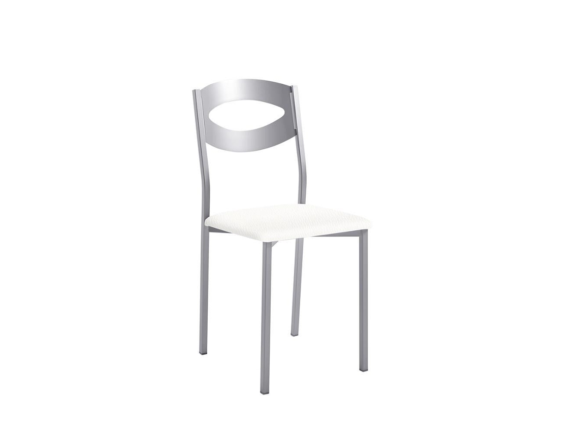 Cadeira de Cozinha Olga em Alumínio 38x86x47cm Couro Sintético Branco FANMUEBLES