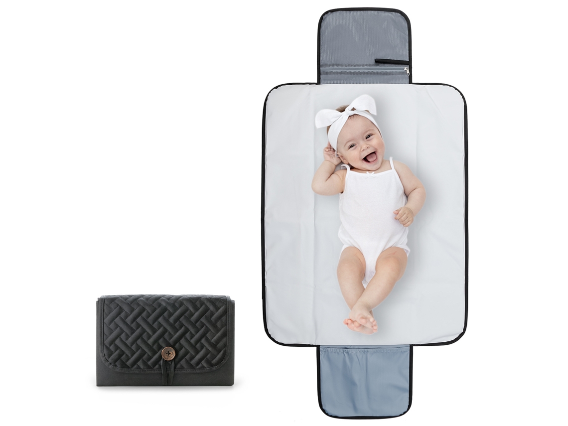 Bolsa cambiadora para bebé, portátil, plegable, impermeable, lavable, para guardar pañales de madre y bebé (negro)