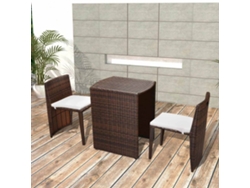 Pcs Conjunto Bistro Com Almofadas Vime Pe Castanho Dkd Home Decor