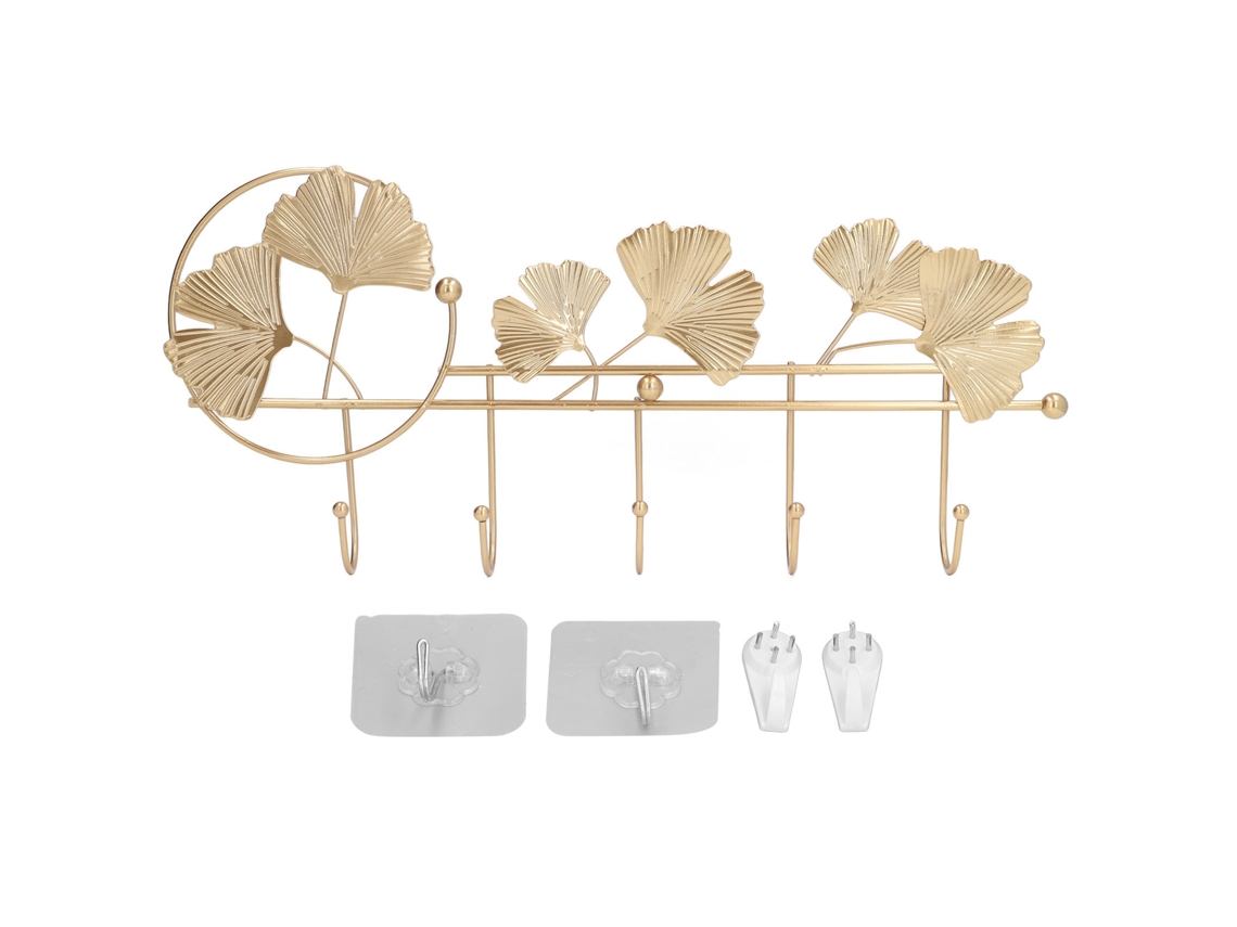 Perchero de pared Baok con diseño de hoja de ginkgo, de estilo sencillo y elegante, ideal para ropa, sombreros y llaves.