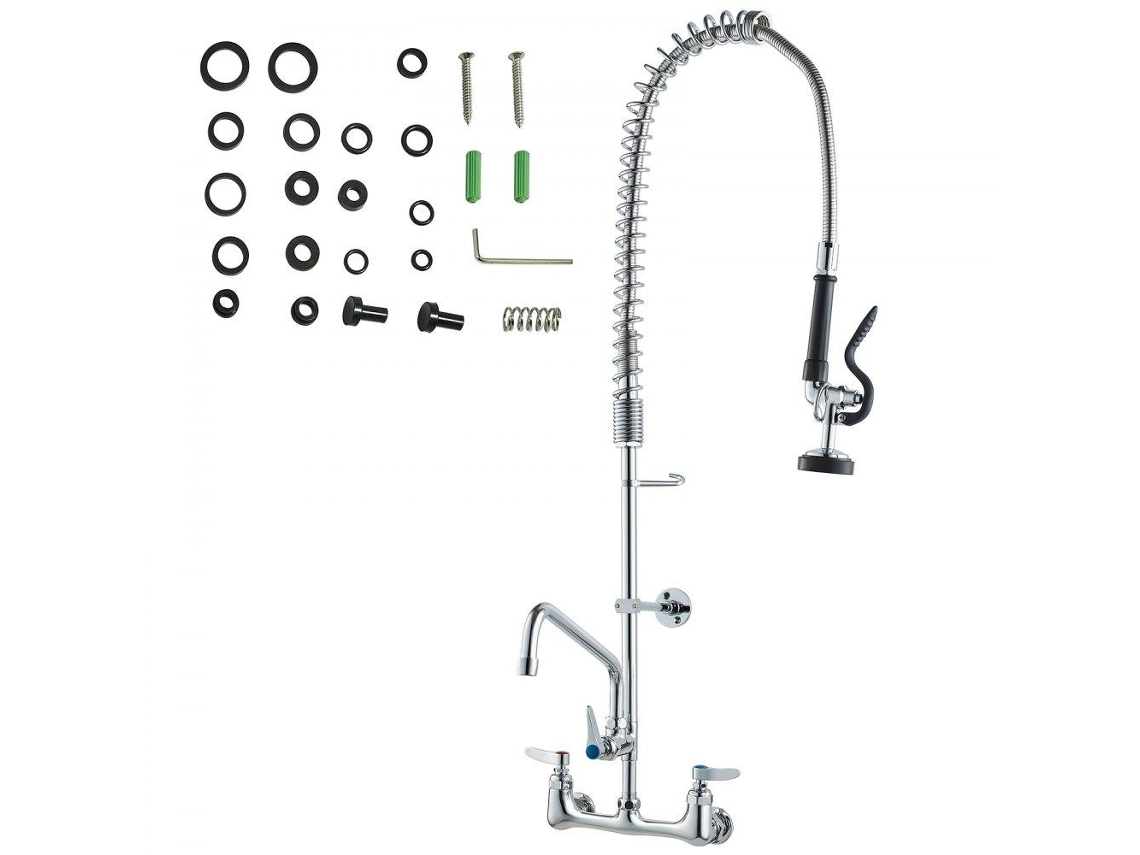 Grifo comercial de pared con ducha de prelavado y caño de 305 mm Tekmaquinas