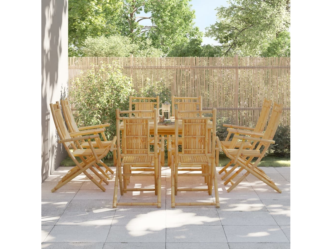 Sillas de jardín plegables de bambú, 8 unidades, 53 x 66 x 99 cm, DKD, decoración del hogar