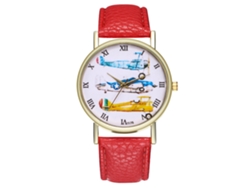 Reloj De Pulsera Analógico De Cuarzo Unisex Con Correa De Cuero Rojo, A La Moda Zhoulianfa
