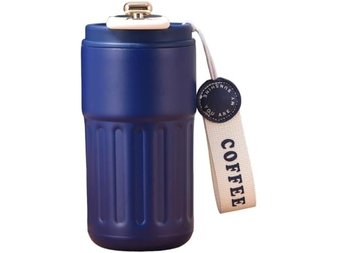 USHION - Taza de vacío de acero inoxidable de 12 oz, a prueba de fugas, con control de temperatura, color azul