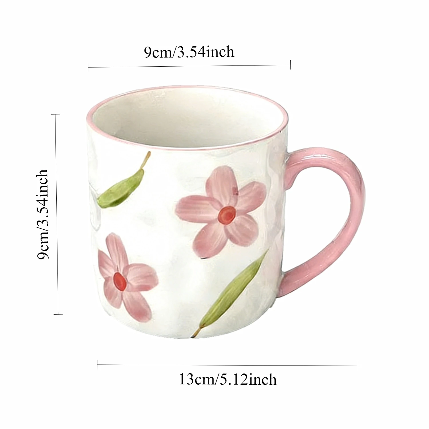 Taza De Leche De Cerámica (301-400 Ml), Taza Floral Pintada A Mano, Taza De Oficina De Estilo Fresco