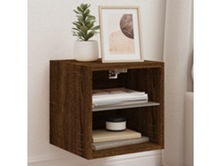 Mueble De Tv | Armario Para Tv | Gabinete De Tv De Pared Con Luces Led Roble Marrón 30x28,5x30 Cm