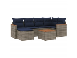 Maison Exclusive - Conjunto De Sofá De Jardín De 7 Piezas Con Cojines, Poliratán Gris