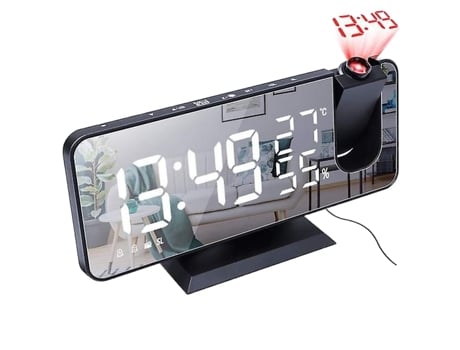 FM Radio LED Digital Smart Alarm Reloj Tabla Electronic Desktop Relojes USB Despierta Reloj con tiempo de proyección Snooze (Negro)