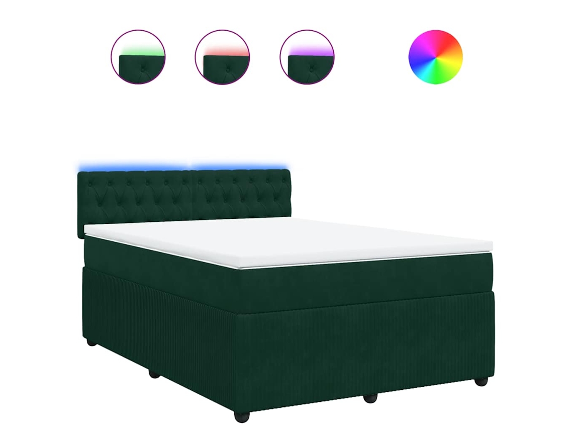 Maison Exclusive - Cama Box Spring Con Colchón Terciopelo Verde Oscuro 140x200 Cm