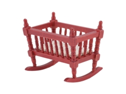 Dan26-cuna De Bebé Miniatura Segura Exquisita De Madera Roja Brillante Para Casa De Muñecas 1:12 Muebles Miniatura Decoración