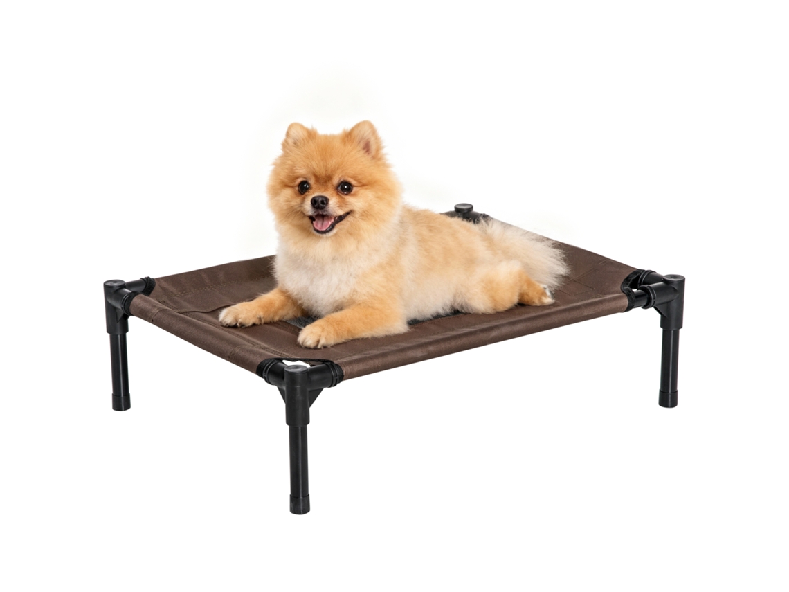 Cama Elevada Cães Gatos Portátil Malha Respirável Oxford 61x46x18 Marrom