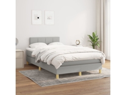Cama Box Spring Con Colchón Tela Gris Claro 120x200 Cm