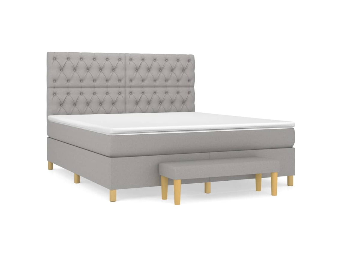 Maison Exclusive - Cama Box Spring Con Colchón Tela Gris Claro 160x200 Cm