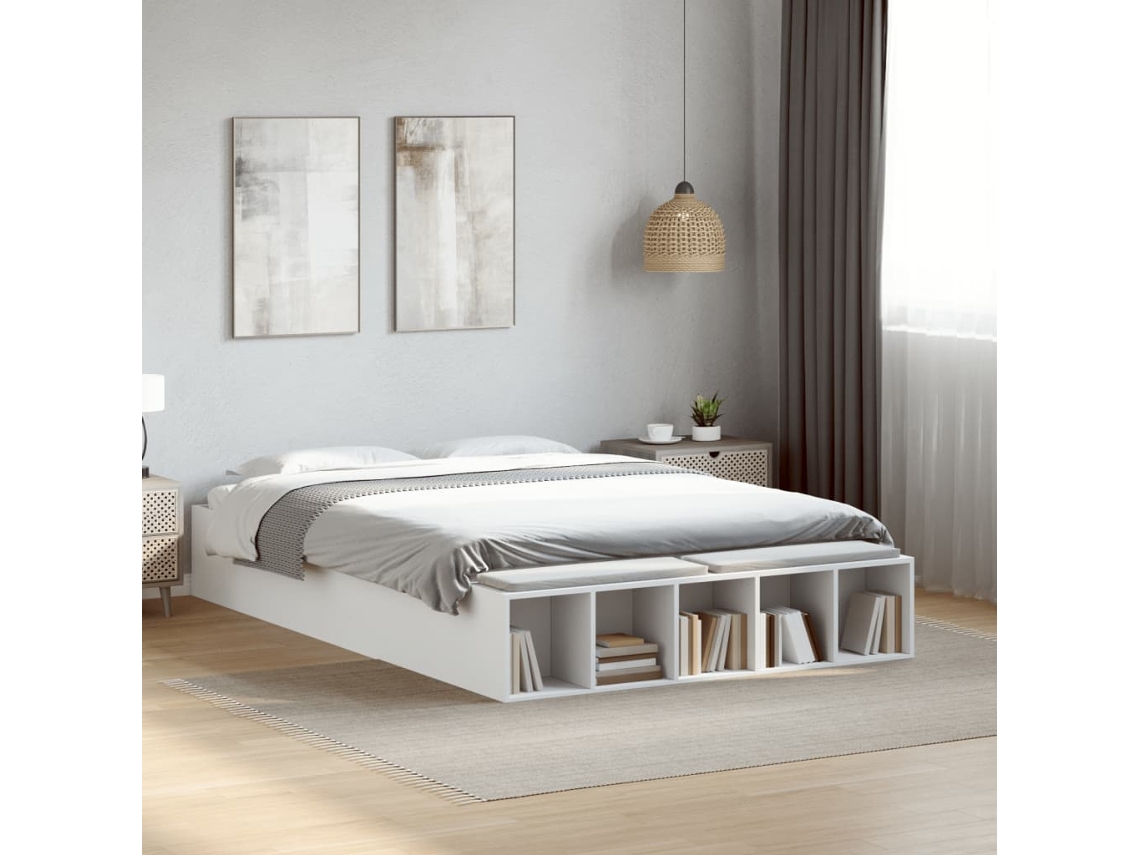 Estructura De Cama Madera De Ingeniería Blanca 135x190 Cm