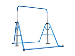 Barra de gimnasia, altura ajustable, acero resistente, diseño plegable, azul OEM