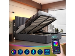 Cama Led De 160x200 Con Almacenamiento Usb-c, Gris.