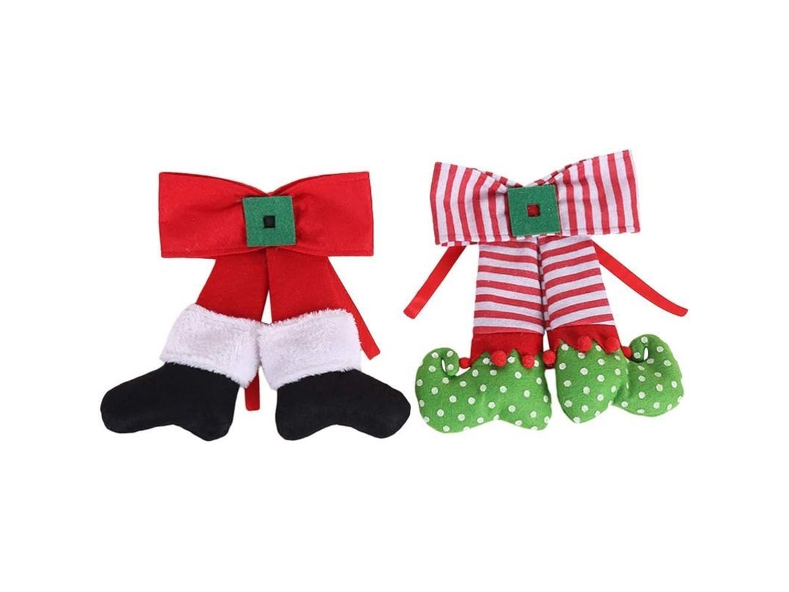 Adornos Navideños Con Lazos, Diseño Del Espíritu De Papá Noel, Decoración Para El Árbol, La Puerta Y La Chimenea.