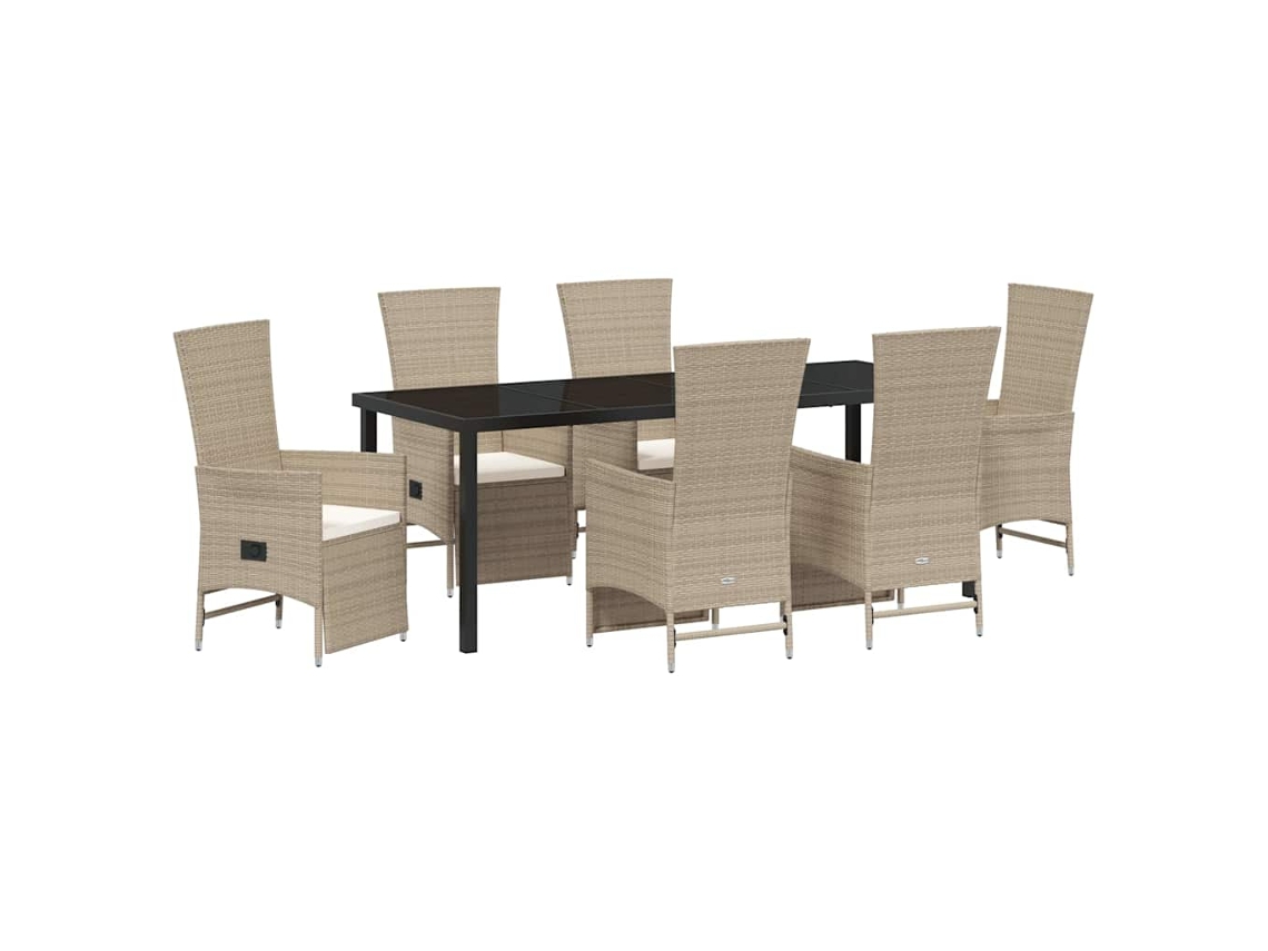 Maison Exclusive - Conjunto De Comedor De Jardín 7 Pcs Beige Ratán Sintético