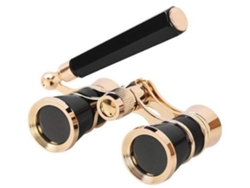 Prismáticos retro 3x25 con mango óptico totalmente metálico para damas, color negro USHION