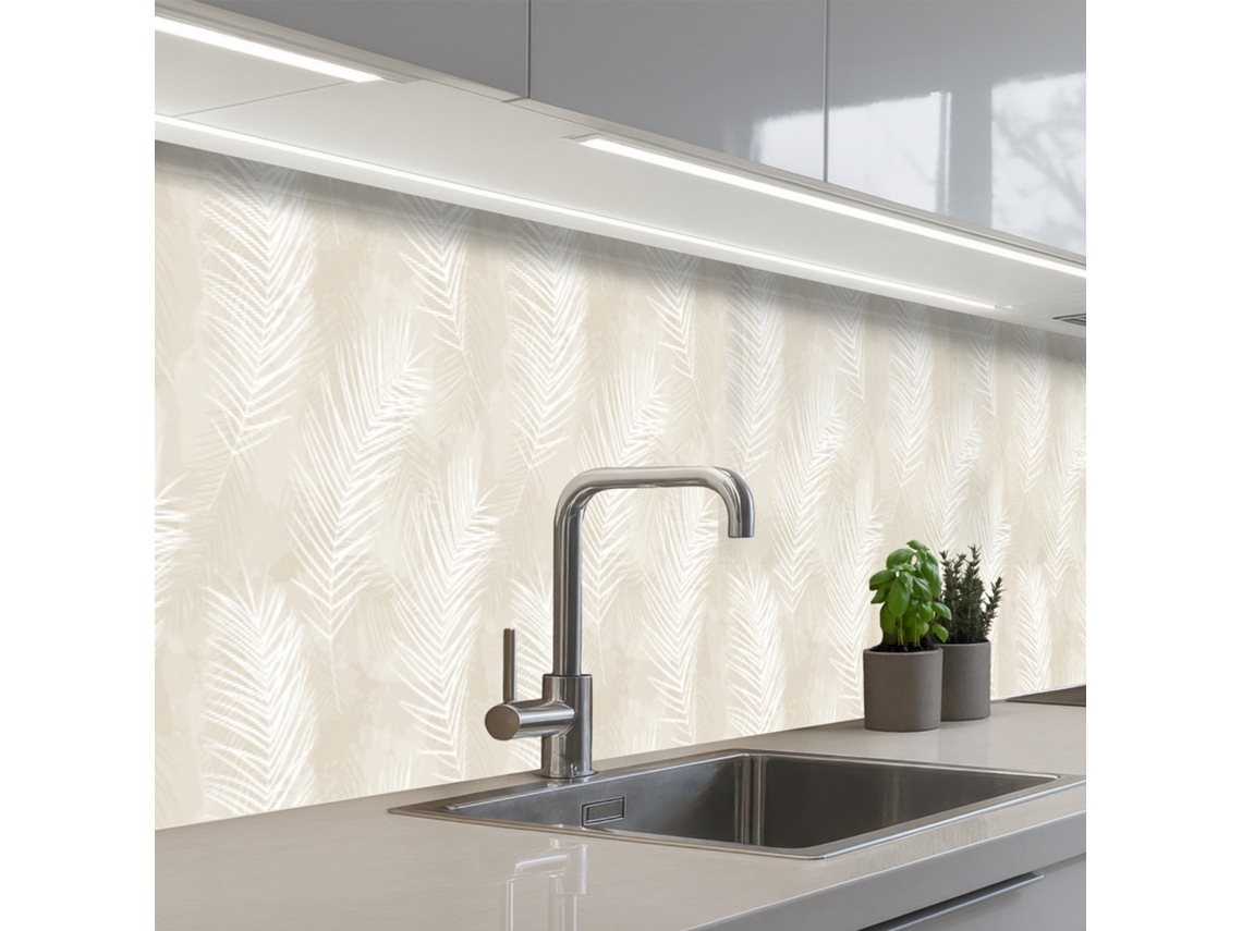 Paneles para salpicadero de cocina - Beige - Blanco - Botánico - Naturaleza 500x80 cm