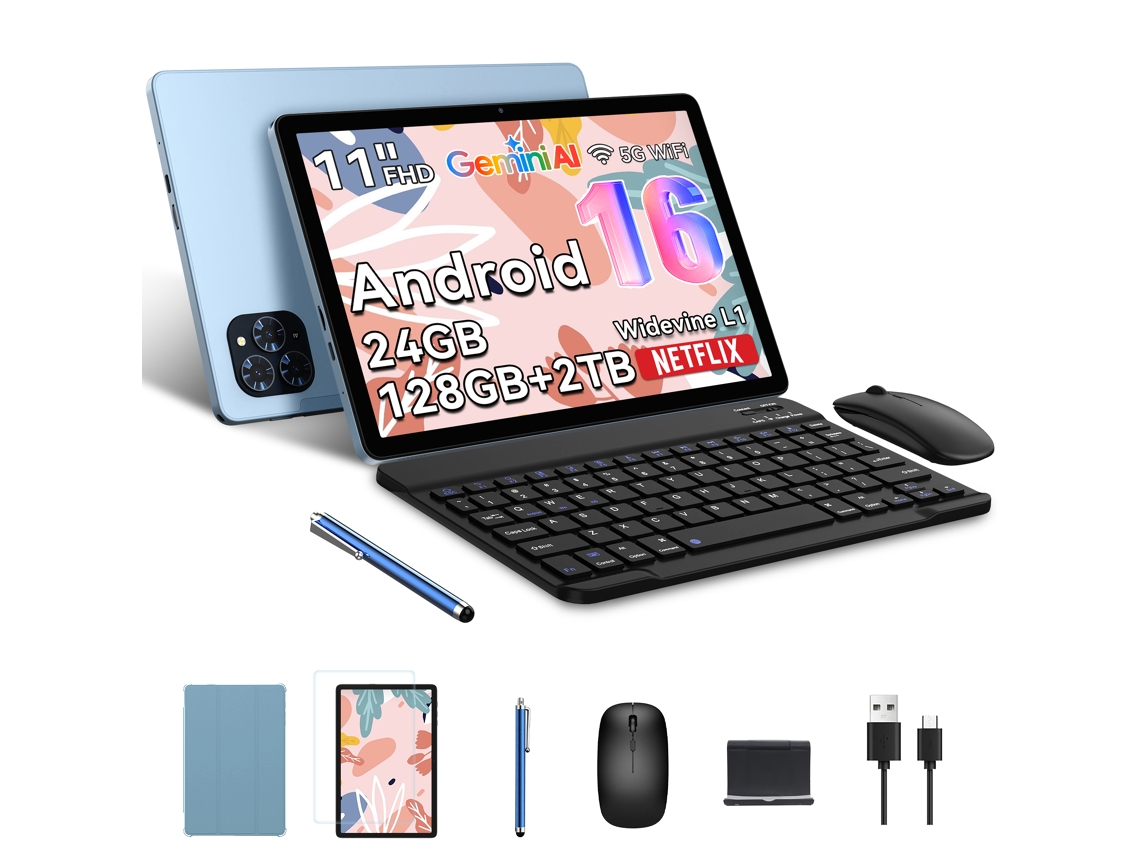 Tablet EXCITPOWER T90 com Teclado, 11'', 24 Gb RAM, 128 Gb Rom, Sd 2 Tb, Android, Azul