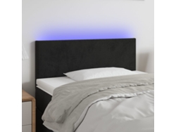 Cabecero Con Led De Terciopelo Negro 90x5x78/88 Cm
