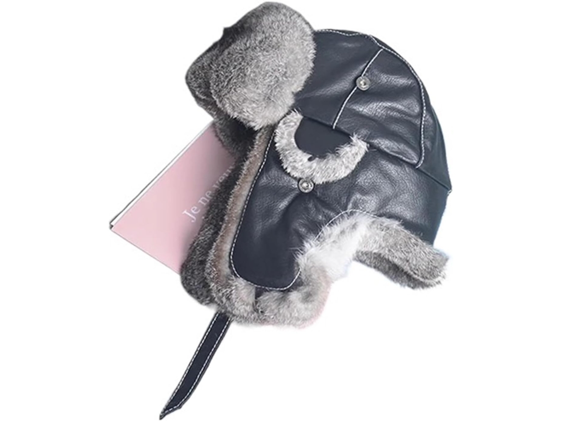 Gorro De Invierno Para Hombre De Piel De Conejo 100% Natural, Gorro Bomber Cortavientos.