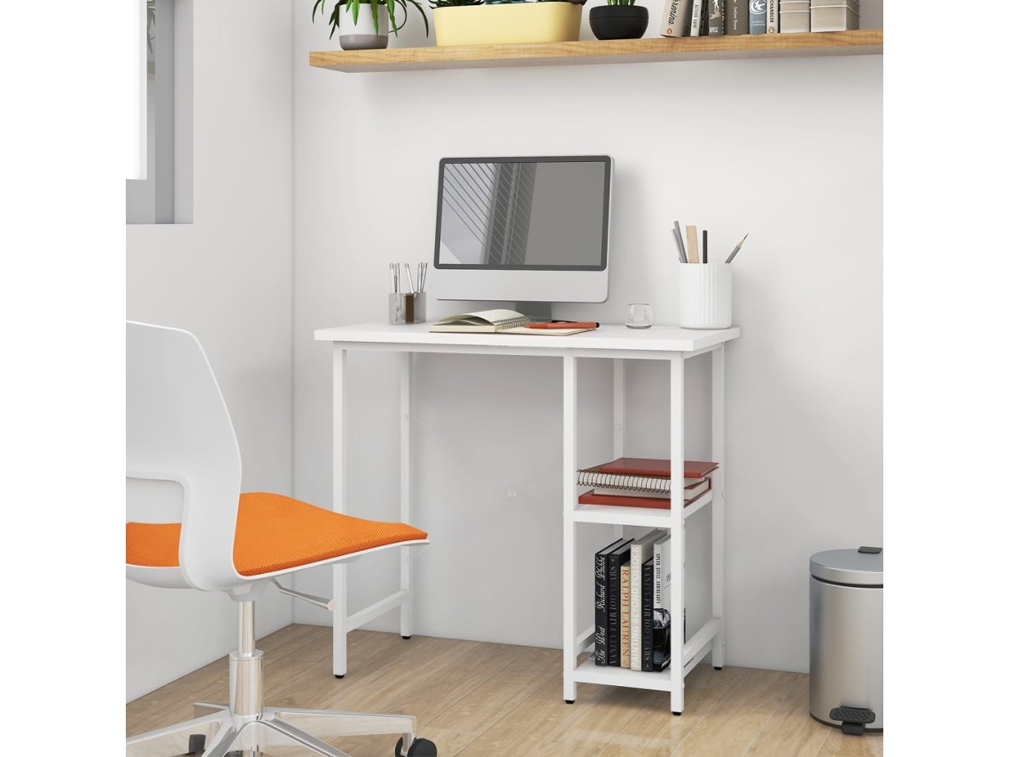 Escritorio para ordenador de MDF y metal blanco 80x40x72 cm