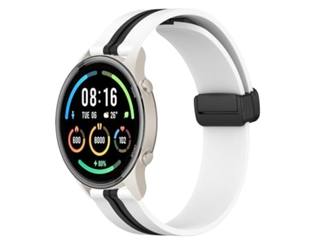 Correa de reloj inteligente para Xiaomi MI Watch Sport Correa de reloj de silicona de 22 mm con cierre magnético plegable (blanco + negro)