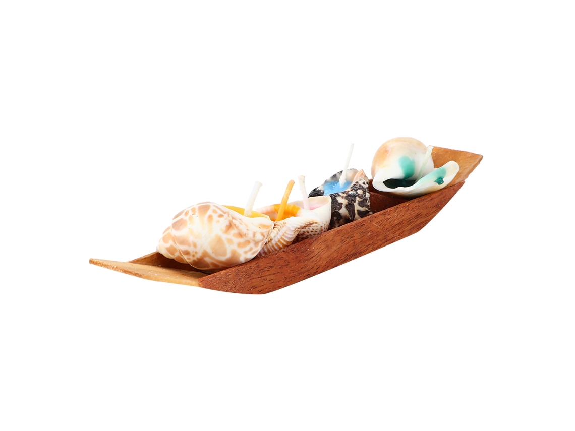 Juego de velas aromáticas con conchas de madera, aromaterapia, relajación, sin marca.