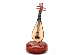 Réplica de caja de música decorativa de guitarra en miniatura vintage Ikikso marrón