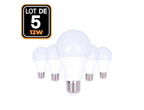 5 Bombillas LED E27 12W Blanco calido 3000K EUROPALAMP