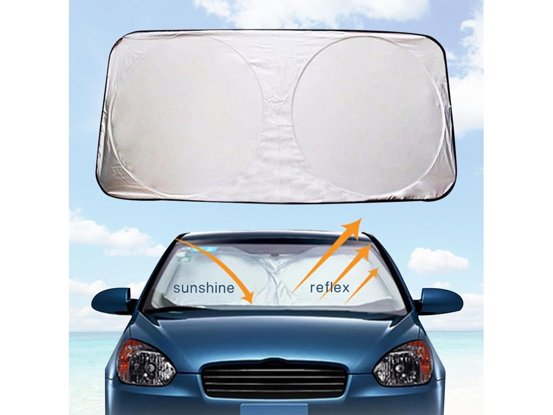 MEOIRUERY Parasol para parabrisas, material reflectante con protección térmica, ajuste universal, para coches, SUV, camiones y furgonetas (150 x 70 cm)