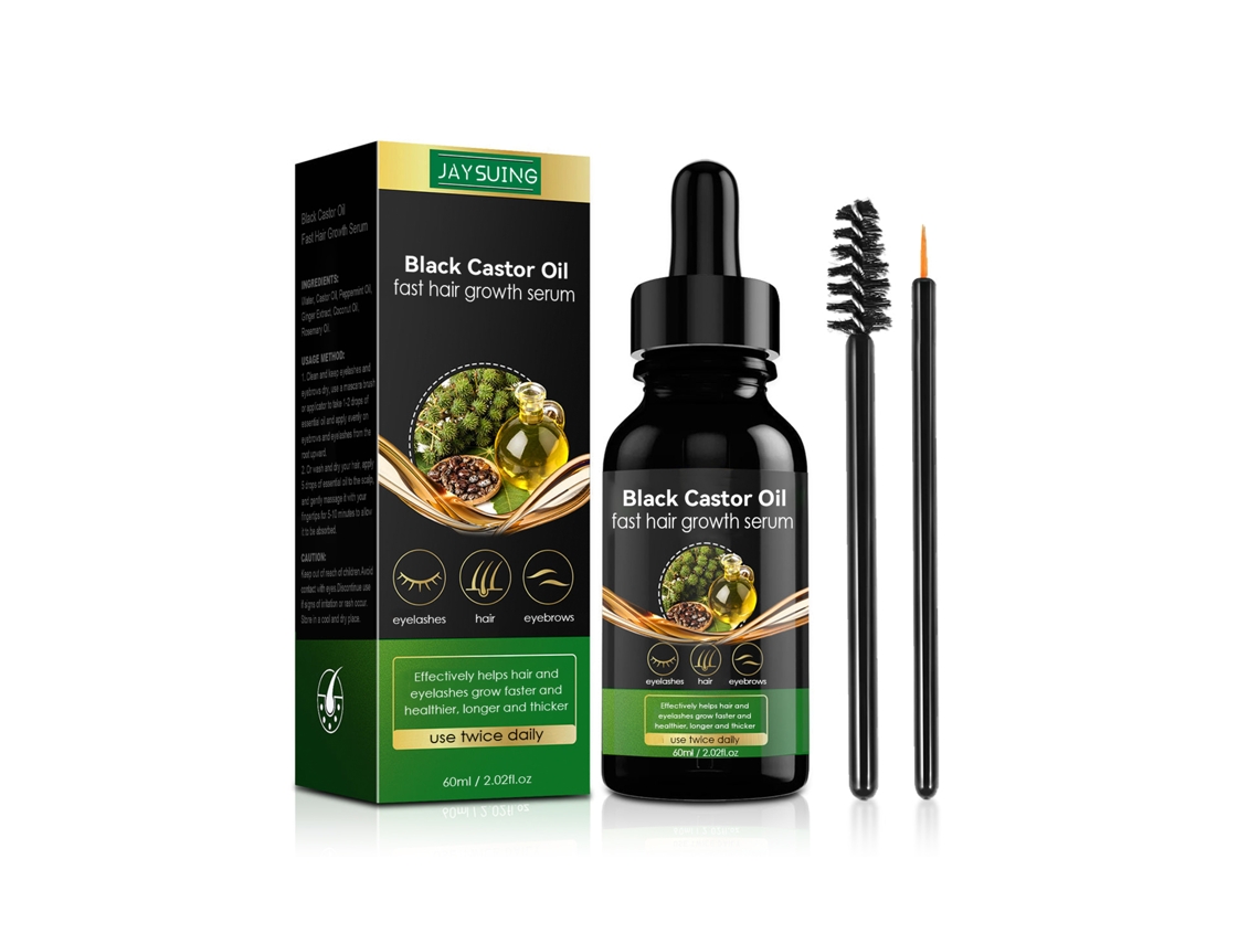 Esencia fortalecedora para las raíces del cabello con aceite de ricino.