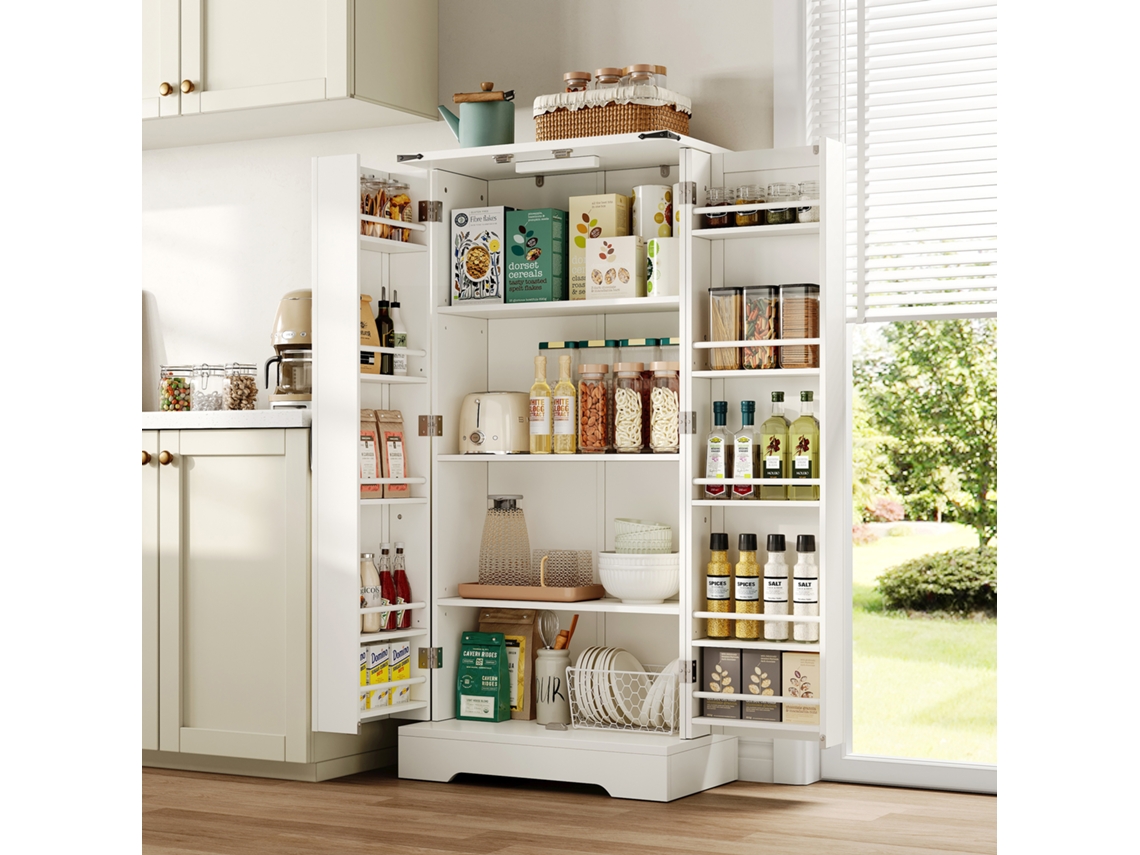 Gabinetes De Cocina De 128,5 Cm De Alto, Gabinetes De Almacenamiento De Estilo Rústico Aparador Con Luces Led