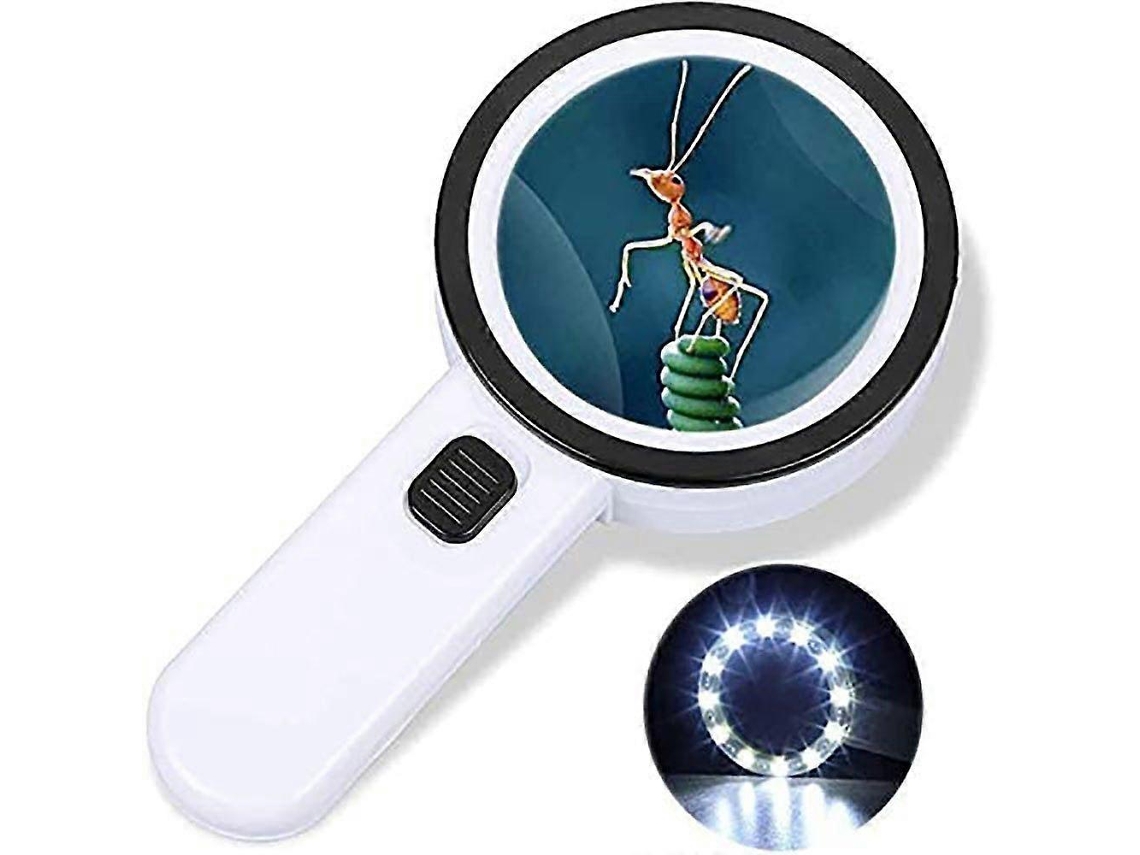 Lupa Com Luz, 30x De Magnificação, Lupa Para Leitura Iluminada Com 12 Leds, Lupa Grande Manual Com Luz Para Idosos