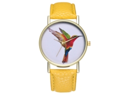 Reloj Deportivo Casual Unisex De Cuarzo Analógico Con Correa De Cuero Amarillo