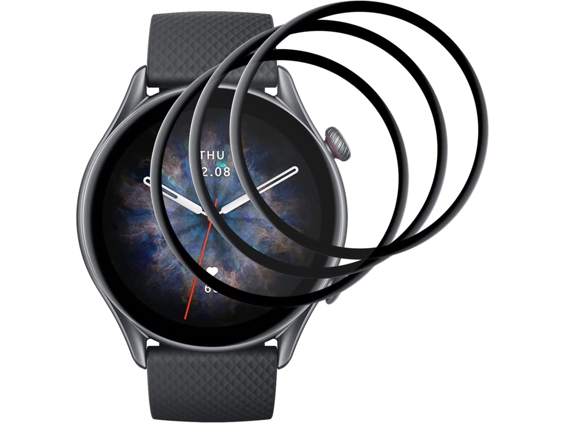 Conjunto de Protectores de Pantalla Filme Cobertura Total para Amazfit Gtr 3 Pro HONGWE. Negro (3un)