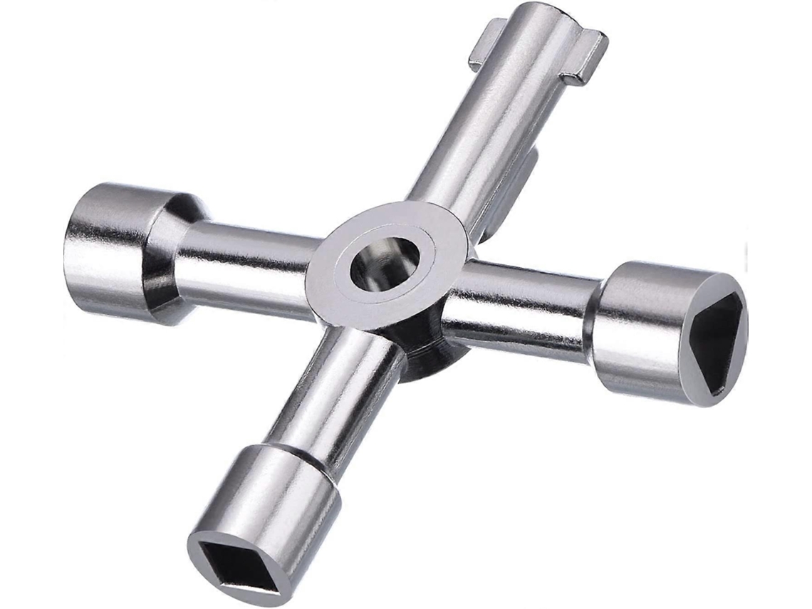 Llave Multifuncional 4 Vías De Latón Para Medidores De Electricidad, Gas Y Armarios (plata)