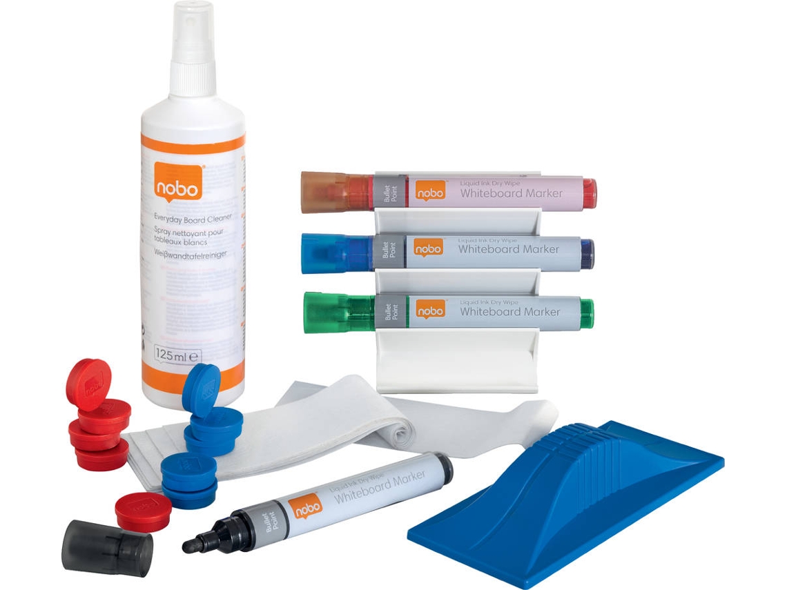 Kit de accesorios NOBO 4 Marcadores - Borrador con recambio y spray (negro)