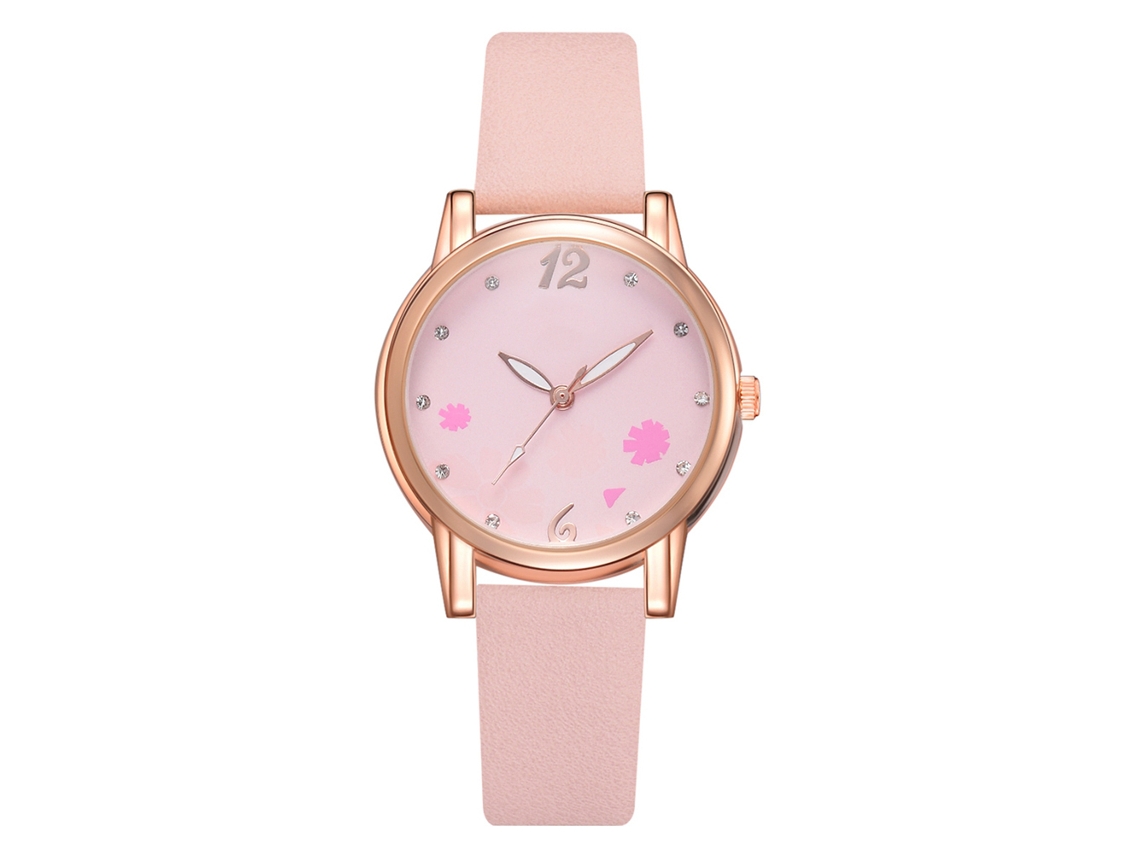 Reloj De Pulsera Rosa De Moda Para Mujer Con Esfera Redonda Y Movimiento De Cuarzo Analógico.