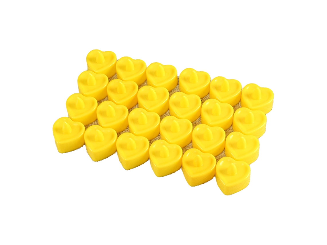 2026-24 Piezas Velas Led En Forma De Corazón Sin Llama Inodoro Con Control Remoto Para Decoración Hogar Amarillo