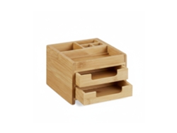 Organizador De Secretária Relaxdays Em Bambu, Suporte Para Canetas, Caixa Com Gavetas, 9,5 X 12,5 X 15 Cm, Natural